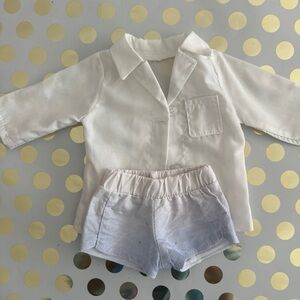 White Shirt and Light Blue doll Shorts Set